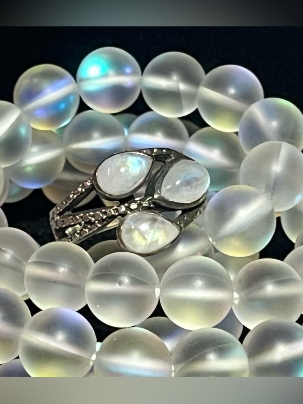 Sterling Silver Moonstone Ring Size 8.75